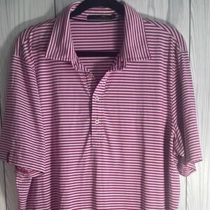 RLX Polo Shirt Mens Extra Large Pink White Ralph Lauren Golf Performance